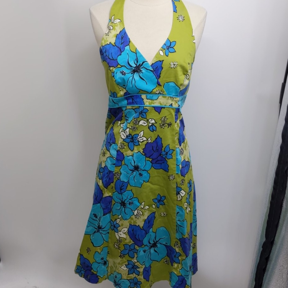 Ombre cotton floral halter dress-sz 8